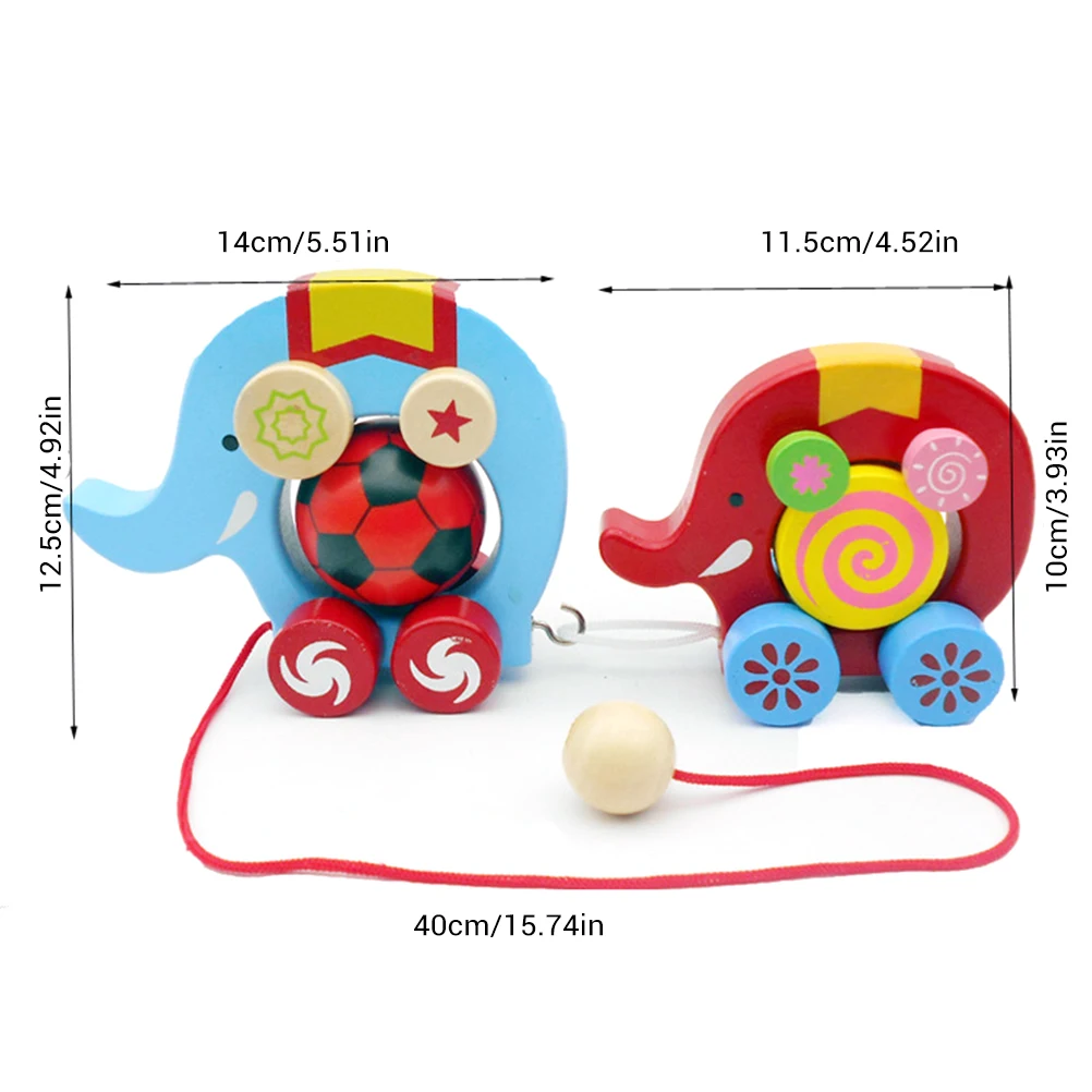 Креативная мультяшная деревянная игрушка с двойным слоном для раннего развития