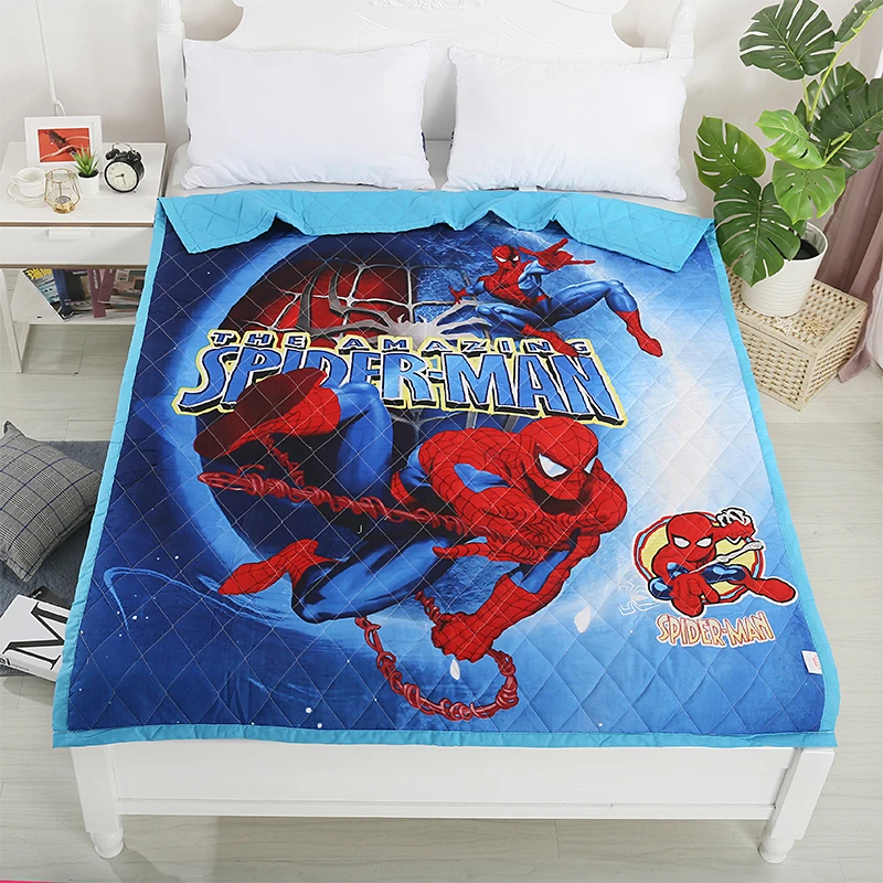 Тонкое стеганое одеяло с рисунком Человека-паука Летнее Детское декор для