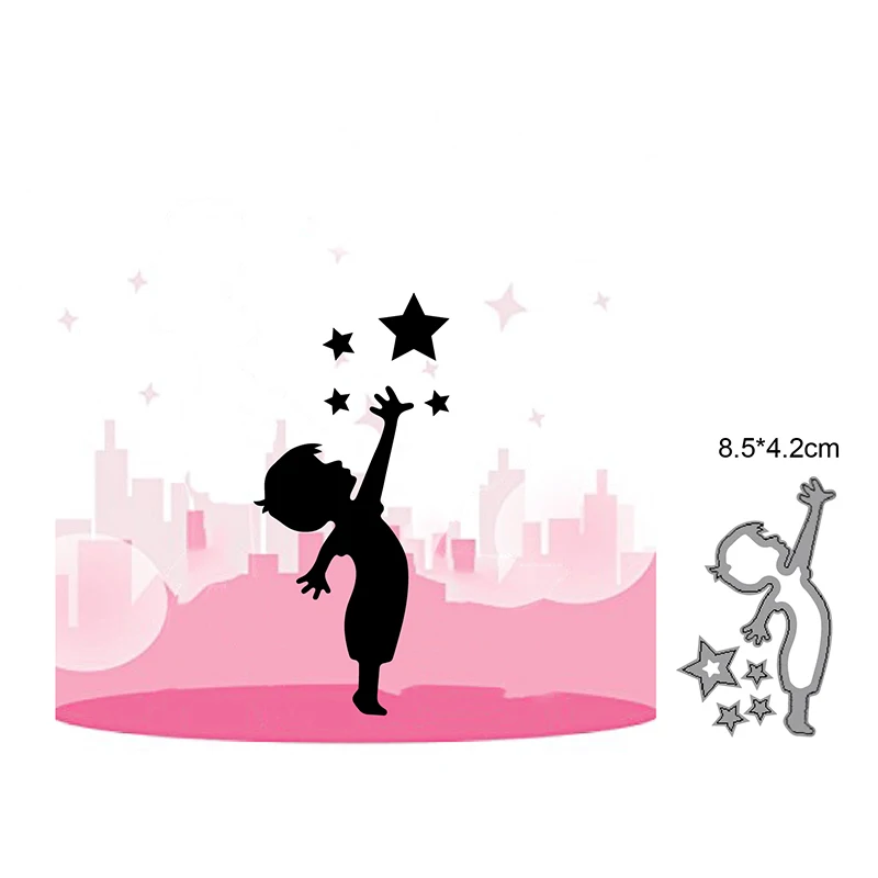 

Craft Dies Boy Catching Stars Metal Cutting Dies Cut Die Mold Decoration Scrapbooking Dies Knife Mould Blade Punch Stencils Dies