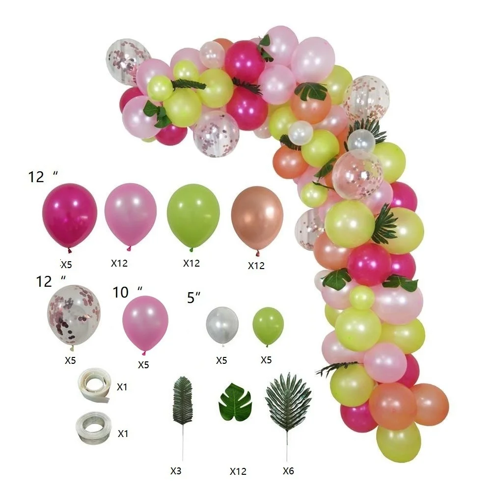 

Birthday party decoration colorful balloon set Hawaii beach party decoration latex balloon chain arch set