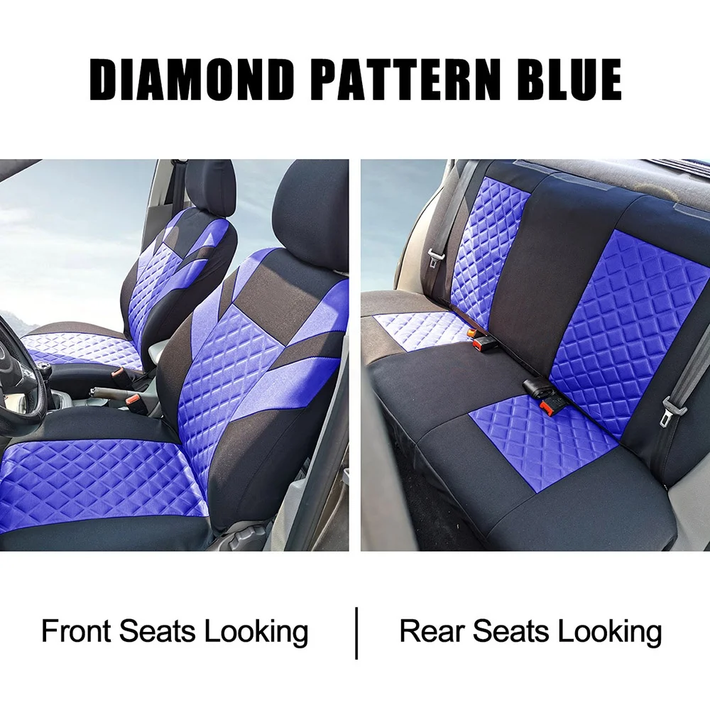 

Universal Full Set Combo Pack Fashion Car Seat Cover - with 2 pcs of Safety Belt Pads and 1 pc of Steering Wheel Cover