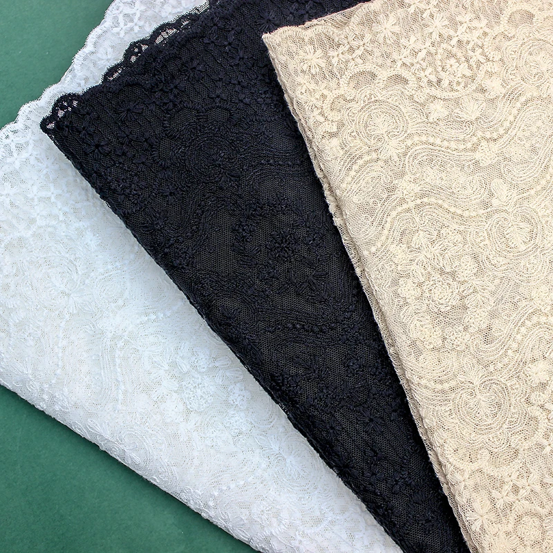 

Fashion New 135cm wide 1yard/lot Nylon Lace Fabric Embroidery Lace Cloth Material Sewing Accessory X250