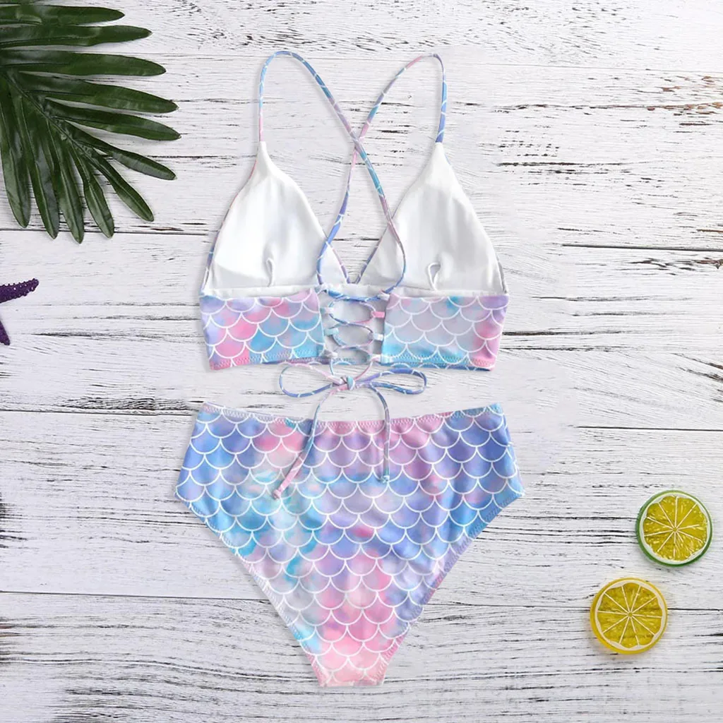 # Z3 Милые Бикини с чешуей русалки 2020 комплект бикини пуш ап перекрестными лямками