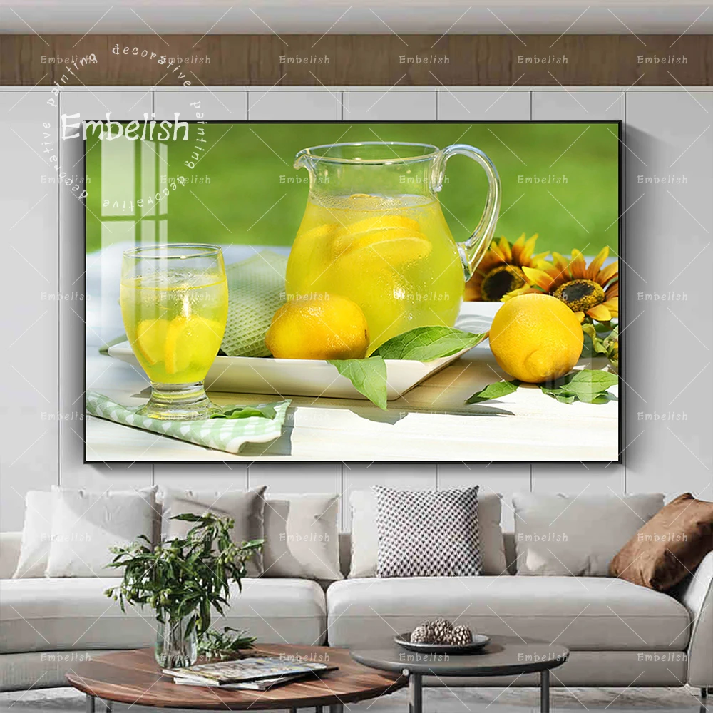 

1 Pieces Lemon Juice On Glass Kitchen Home Decor Pictures For Dinning Room Wall Art Posters HD Spray On Canvas Oil Paintings