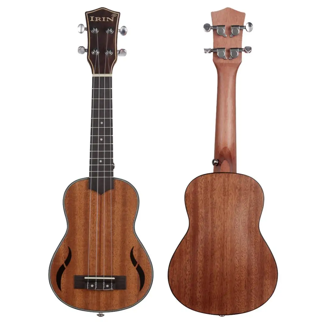 

Standard Mahogany Soprano Ukulele Guitar with Carry Bag, Neck Strap, Capo, Finger Hammer, Clean Cloth - Coffee Color