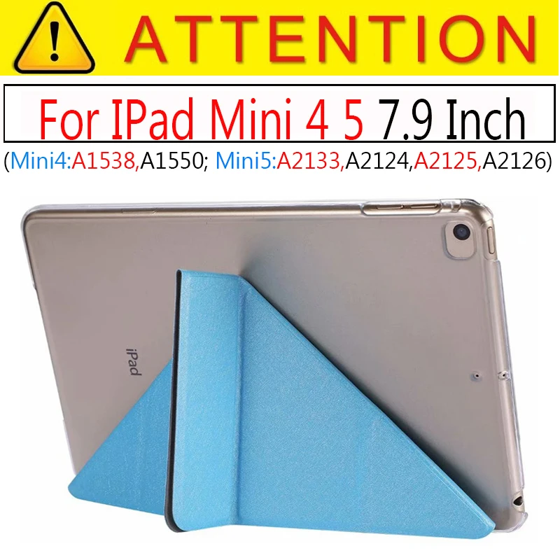 Mini 4 5 Light Blue Умный чехол для ipad Mini4 ультра тонкий из искусственной кожи чехол+ PC полупрозрачный чехол для Apple ipad mini 4 3 2 1 7,9 дюймов - Цвет: Mini 4 5 Light Blue