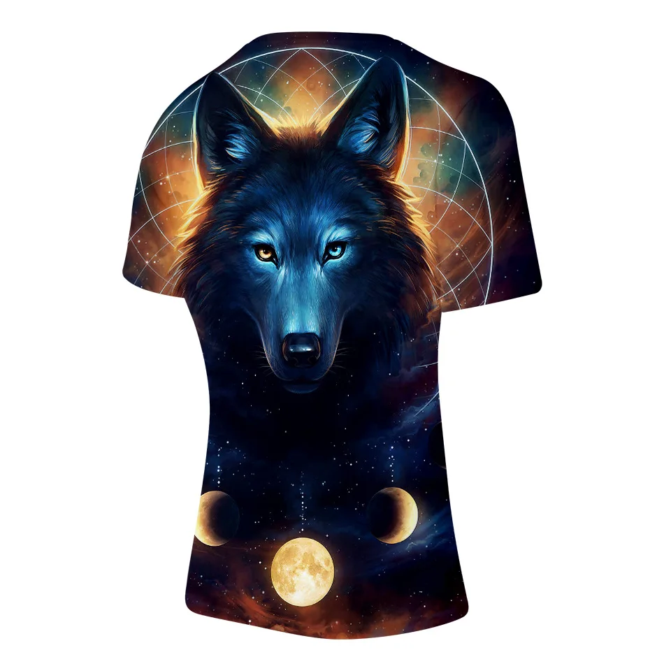 

2021 Men's and Women's Fashion Wolf 3D Printed Leisure Short Sleeve T-Shirt 3D Three-directional Harajuku Plus T-Shirt