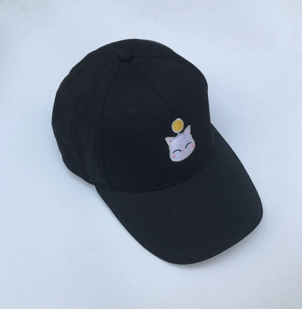 Final Fantasy XIV FF14 Moogle Cosplay Embroidery Hat Black Baseball Cap | Аксессуары для одежды