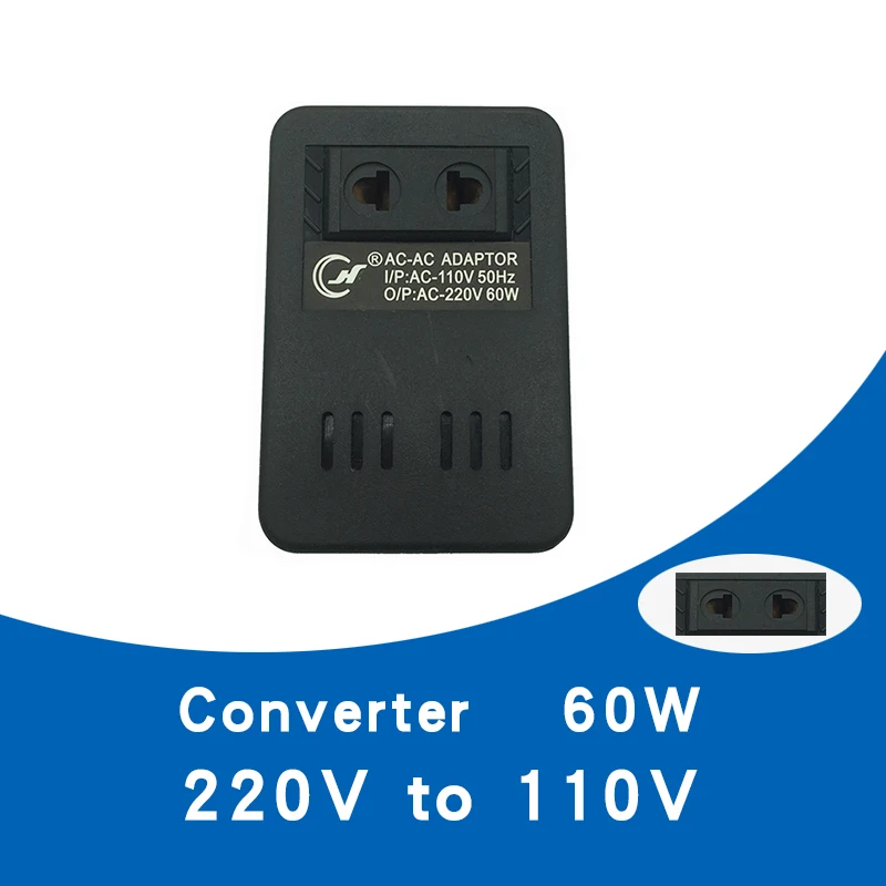 220V до 110V Шаг вниз Напряжение конвертер Мощность трансформатор 60 Вт 70 штепсельная