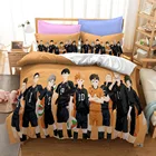 Haikyuu! Комплект постельного белья одинарный, двойной, полноразмерный, Королевский размер, Комплект постельного белья для мальчиков-волейбола, Комплект постельного белья для детской спальни с трехмерным принтом 011