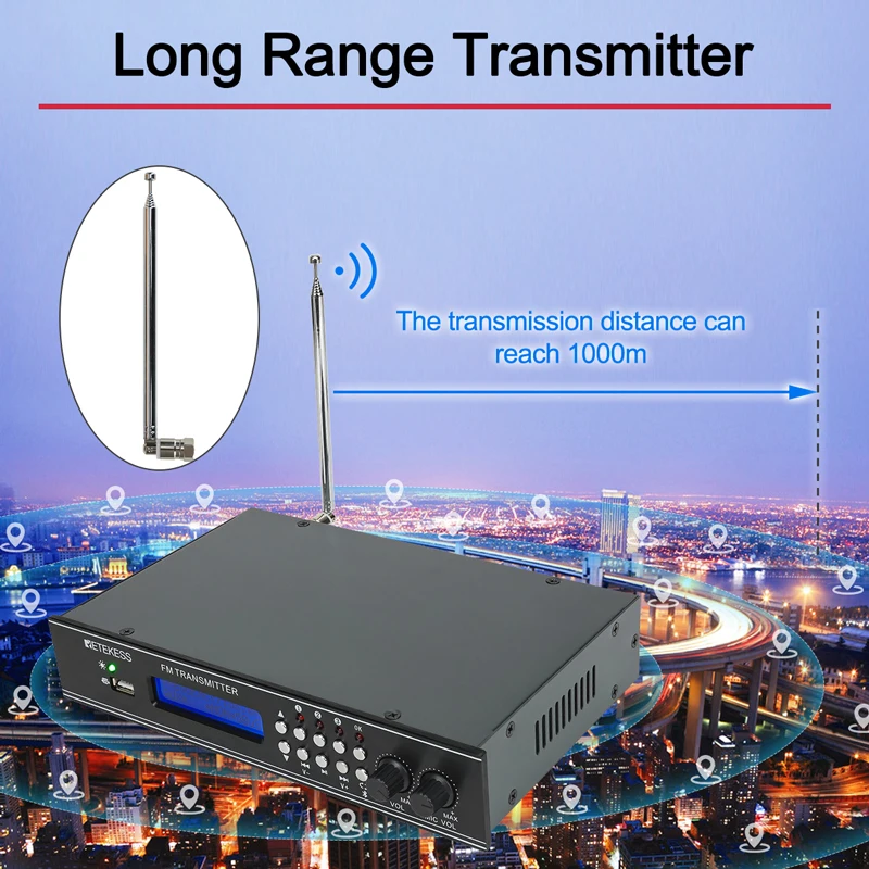 RETEKESS TR510 для привода церкви fm-передатчик трансляции поддержка AUX/MIC/Bluetooth/USB привод