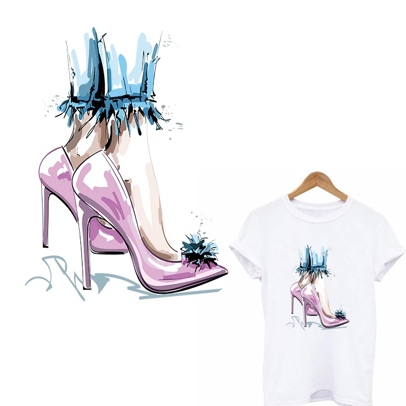 

Модные нашивки с аппликацией для одежды на высоких каблуках, яркие нашивки для одежды, наклейки с теплопередачей для одежды в полоску