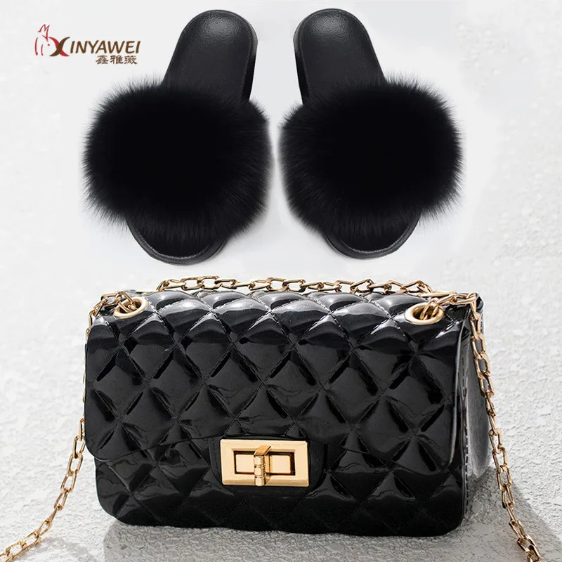 Женские шлепанцы из 100% натурального Лисьего меха радужная обувь милые меховые