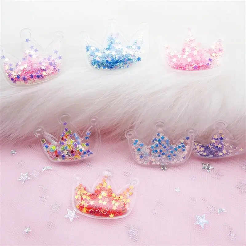 J003 15 шт. 3 2x4 см ПВХ Корона Сделай Сам блестящие прозрачные Bling bling Star струящиеся