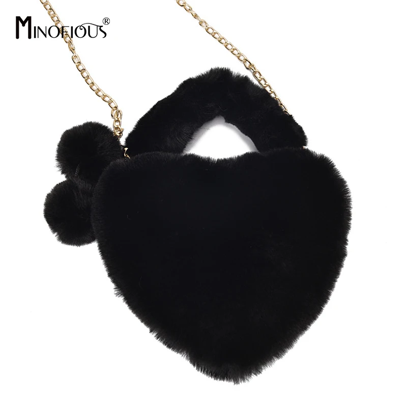 

Women Plush Shoulder Bag Fashion Soft Plush Tote Bag Female Winter Chain Handbag 2020 Casual Solid Small Crossbody Bag Ladies