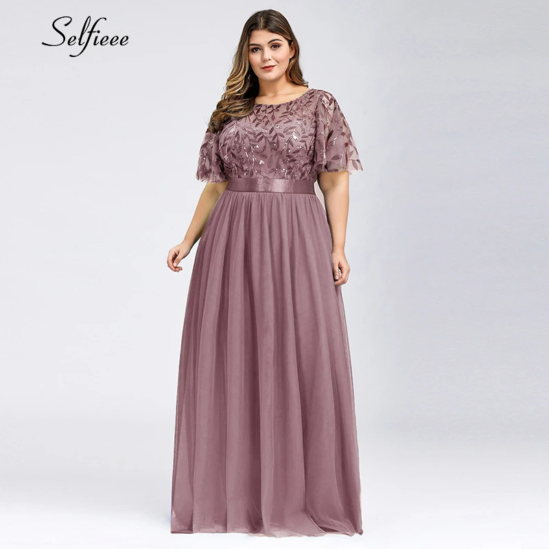 Платье для женщин больших размеров XS-9XL с блестками в стиле A-линии, с короткими рукавами и круглым вырезом, подходящее для вечеринок и формальных мероприятий.