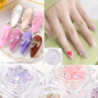 8 pcs 3d crystal butterfly nail accessories aurora seven color bow small fresh wind japanese nail art decoration