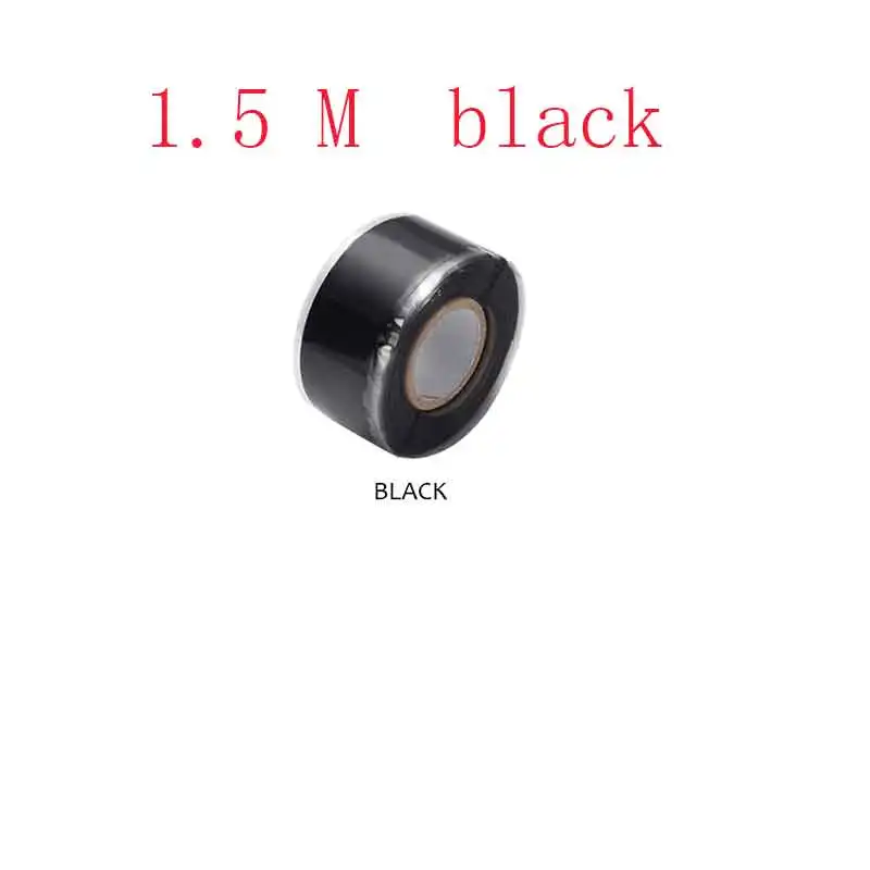 1.5M black 3m/1,5 M новая многоцелевая самоклеящаяся прочная черная резиновая силиконовая водонепроницаемая клейкая лента спасательная самосплавляющаяся проволока - Цвет: 1.5M black
