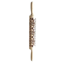 christmas snowflake elk wooden rolling pin embossing baking cookies noodle biscuit fondant cake dough patterned roller