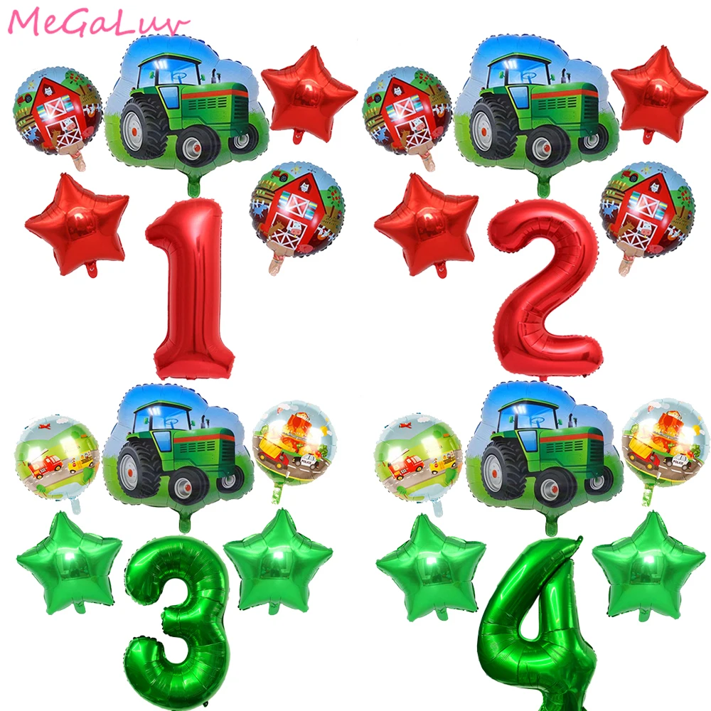 

Farm Tractor Theme Party Decoration Tractor Digital Balloons Set Green Vehicle Truck Excavator Party Decor Boys Birthday Balloon