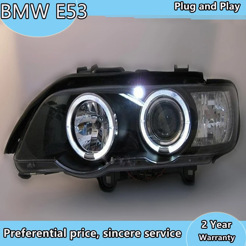 2 шт. фары для BMW X5 E53 светодиодные Angel Eyes 1998 1999 2000 2001 2002 2003 года с комплектом HID