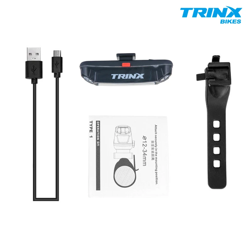 Велосипедный фонарь Trinx светодиодный водонепроницаемый Предупреждение с