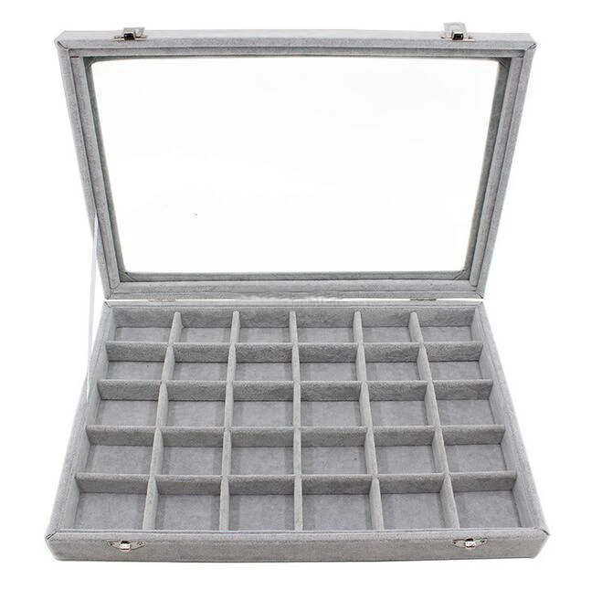New Hot Grey Velvet Jewelry Display Box Case for Ring Earring Bracelet Necklace or other Ornaments Storage Jewellery Organizer