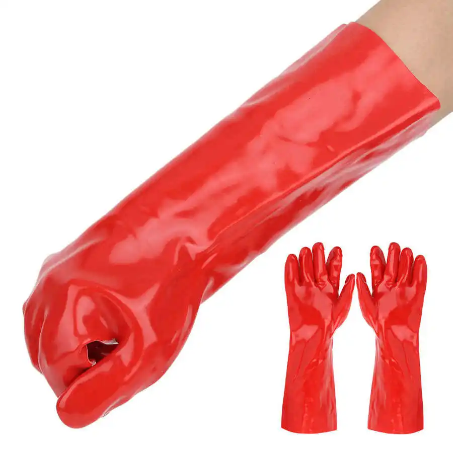 Длинные антихимические перчатки из ПВХ кислотно щелочные маслостойкие защитные