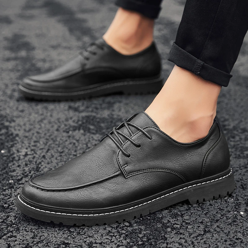 

Business Oxford Leather Shoes Men lace up Breathable Rubber Formal Dress Shoes Male Office Flats Footwear Mocassins Homme