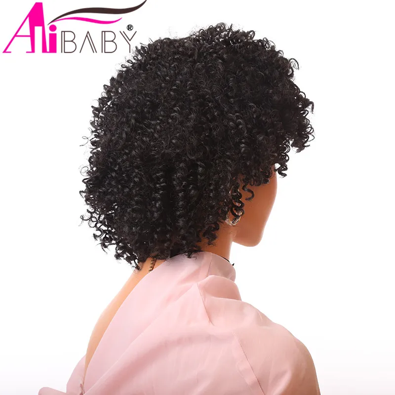 6 дюймов коротких синтетических полный автомат парики на сетке кудрявые волосы