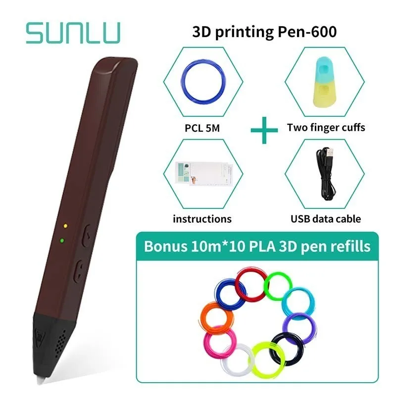 Новейшая ручка с 3D-принтом коричневого цвета для детей ручки 3D эффектом Dooling