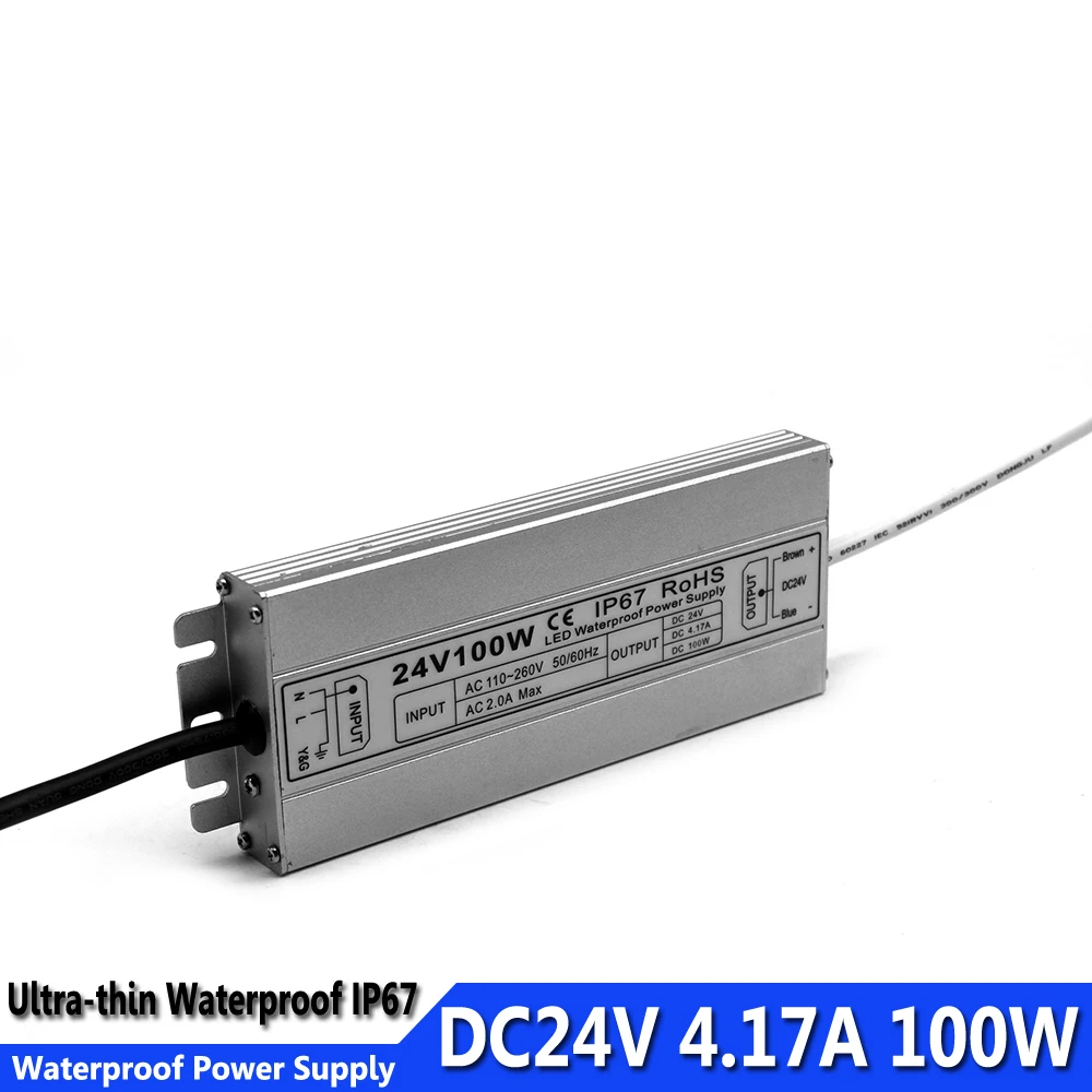 Водонепроницаемый IP67 DC24V 60 Вт 100 120 150 Светодиодный источник питания импульсный