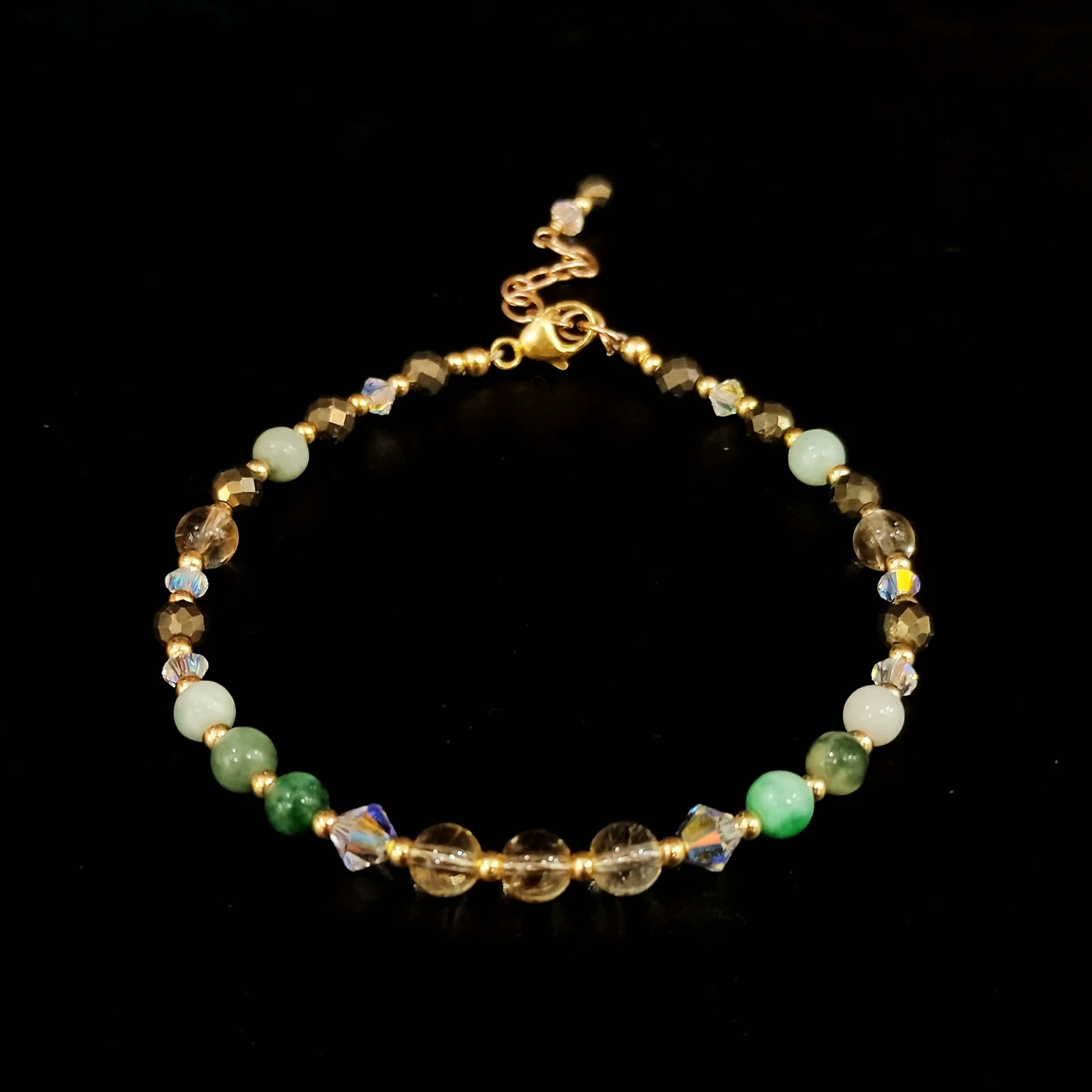 

Lii Ji Citrine Jade Pyrite Austrian Crystal 14K Gold Filled Bracelet 17+3cm Natural 4mm Stone Handmade Jewelry For Women Gift
