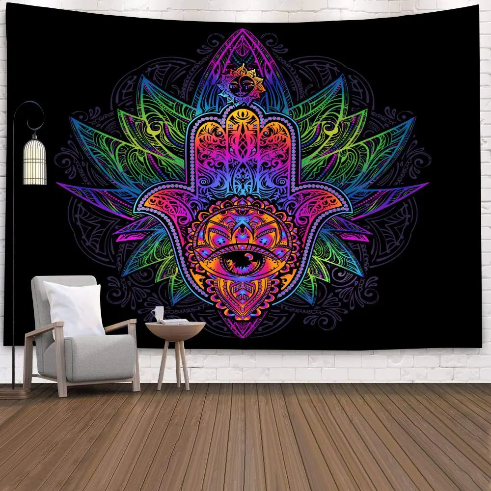 Witchcraft Tarot Tapestry Psychedelic Wall Hanging Carpets Polyester Fabric Hippie Boho India Decor Gypsy Mandala Blankets budha | Дом и сад