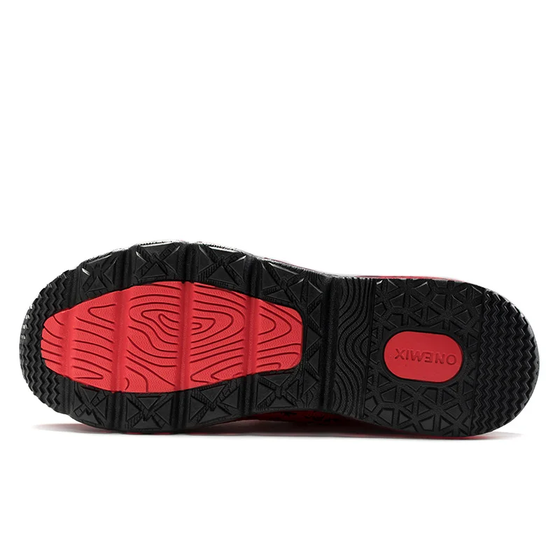 ONEMIX Men Trainers Running Shoes Breathable Mesh Red Graffiti Fashion Walking Sneakers Air Cushion Slip on Fitness Sports Shoes