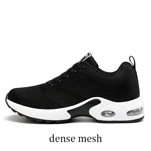 black dense mesh Женские кроссовки; повседневная женская обувь на платформе; дышащая спортивная обувь с сеткой; дышащая обувь на воздушной подушке; кроссовки на шнуровке; HVT623 - Цвет: black dense mesh