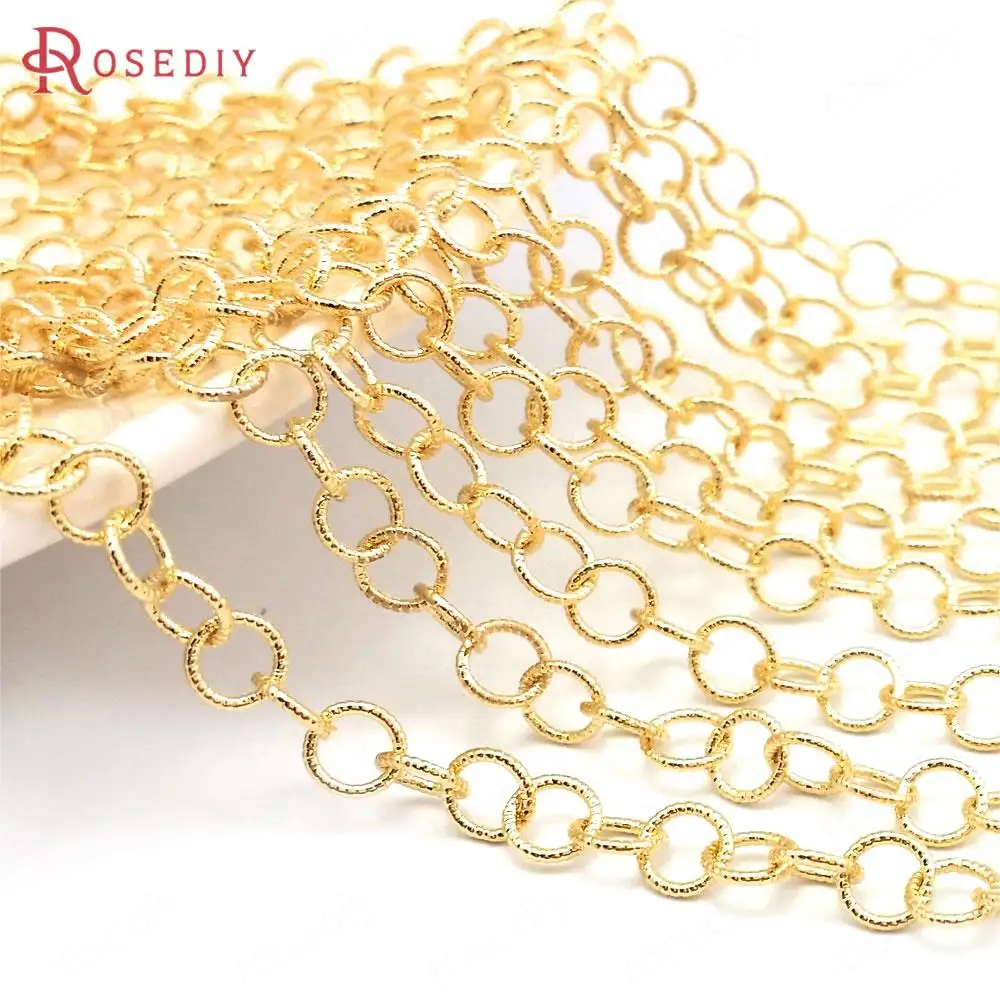 

1 Meter 5MM 24K Gold Color Brass Embossed Round Shape Necklace Bracelets Chains Jewelry Making Supplies Diy Findings Accessories
