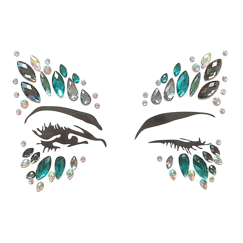 6 Sets Face Gems Rhinestone Mermaid Jewels Tattoo - Crystal Stickers Tears Gem Stones Bindi Temporary | Красота и здоровье
