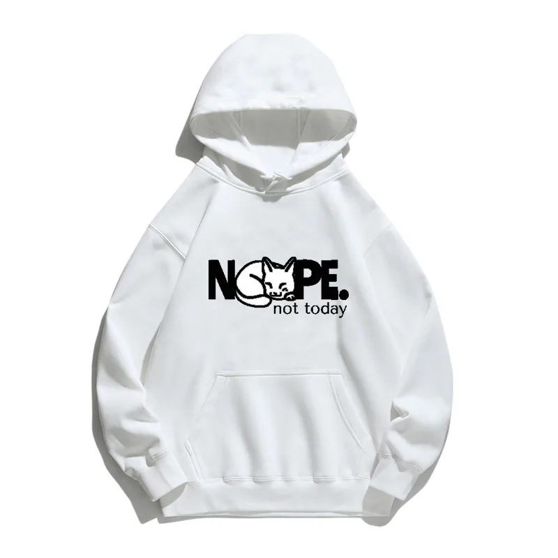 

Women Hoodie Nope Not Today Cat Printed Hoodies Women Fleece Long Sleeve Loose Sweatshirt with Hat Girls Pullovers Winter