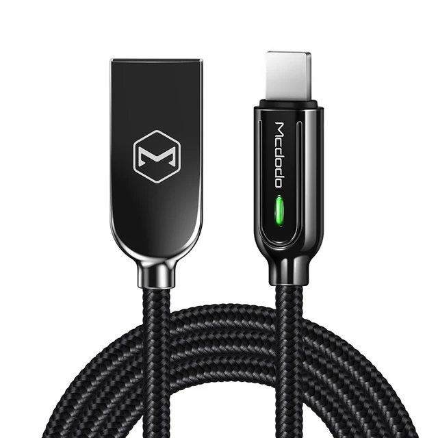 Черный MCDODO для iPhone кабель автоматическое отключение USB кабель передачи данных для быстрой зарядки для iPhone XS MAX XR X 7 8 6s USB кабели зарядное устройство Шнур - Цвет: Черный