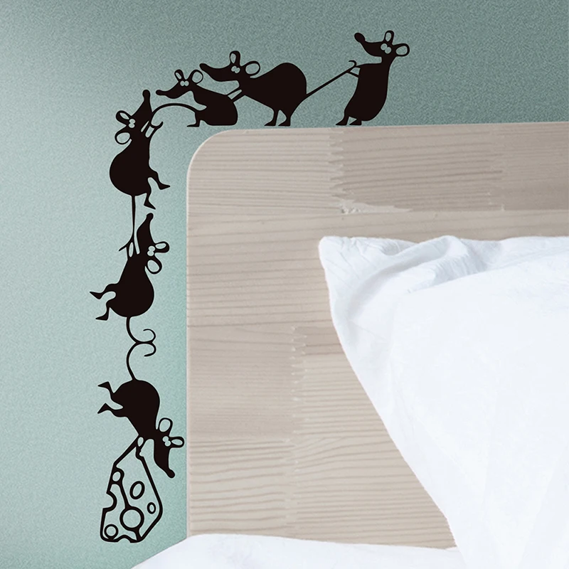 1PC Funny Little Mouse Carry Food Wall Sticker Wallpaper Climbing Cheese Light Switch Mural Decal Pvc | Дом и сад