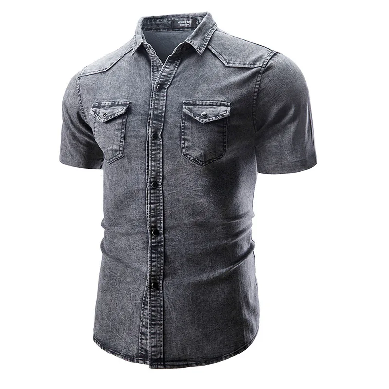 IceLion 2021 новый рубашка с короткими рукавами новая джинсовая для мужчин Camisa