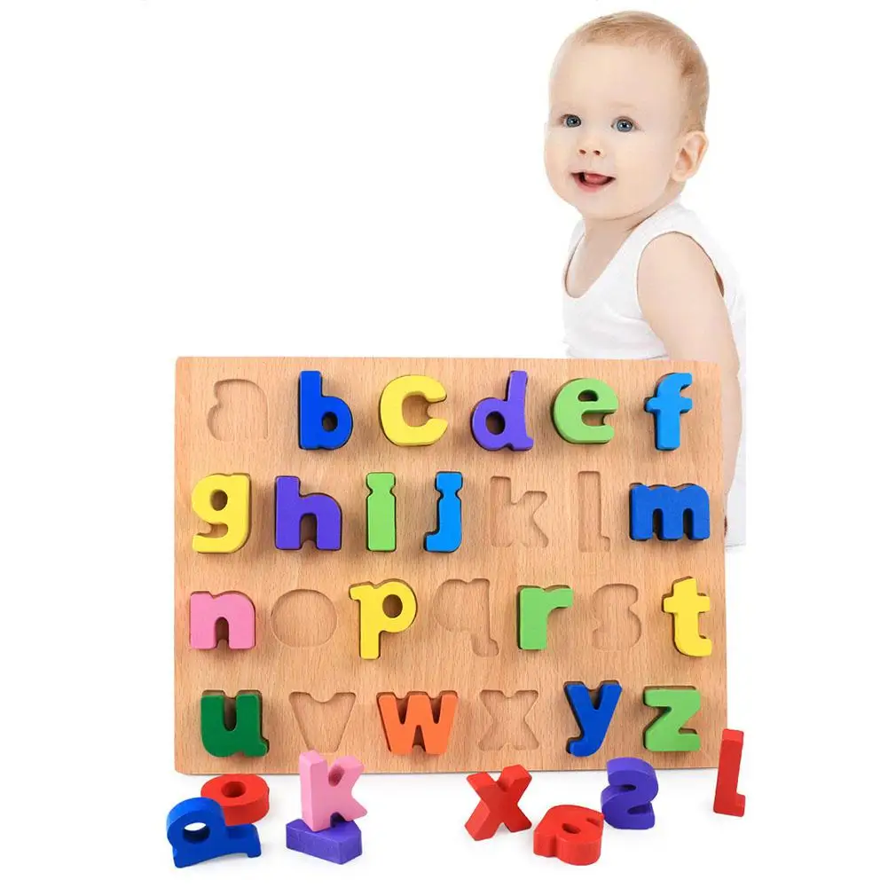 Деревянная цифра Алфавит раннее образование головоломка строительные блоки