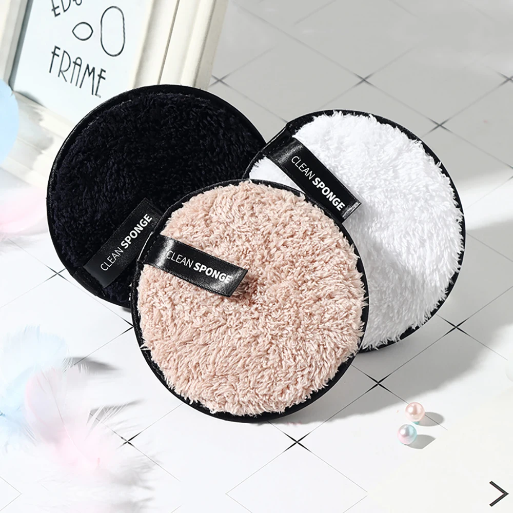 

1pc Soft Cotton Microfiber Makeup Remover Pads Reusable Face Cleaning Towel Washable Lazy Powder Sponge Puff Skin Care