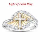 Кольцо светильник of Faith, изысканное модное кольцо с белым топазом и крестом от священной веры, ювелирные украшения для дам, Подарок на годовщину