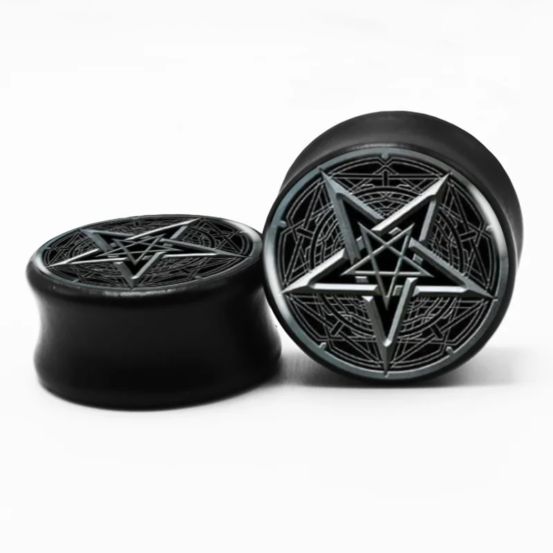 Ушные Заглушки и туннели из черной древесины растяжки для ушей 2 шт./лот в форме