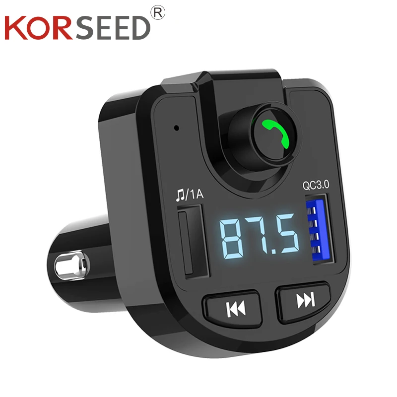 FM трансмиттер KORSEED автомобильный с двумя USB портами и поддержкой быстрой