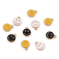 20pcspack fashion white yellow black smile face enamel charms 129mm earring bracelet making pendant jewelry findings