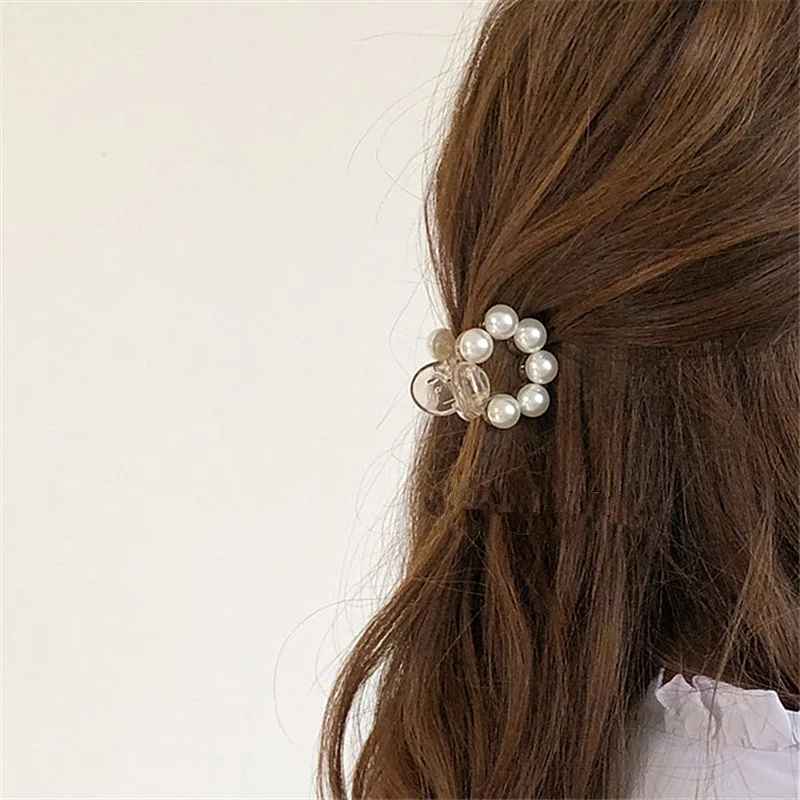 Заколка краб для волос Мини Круглая шпильки с жемчугом женщин и девочек