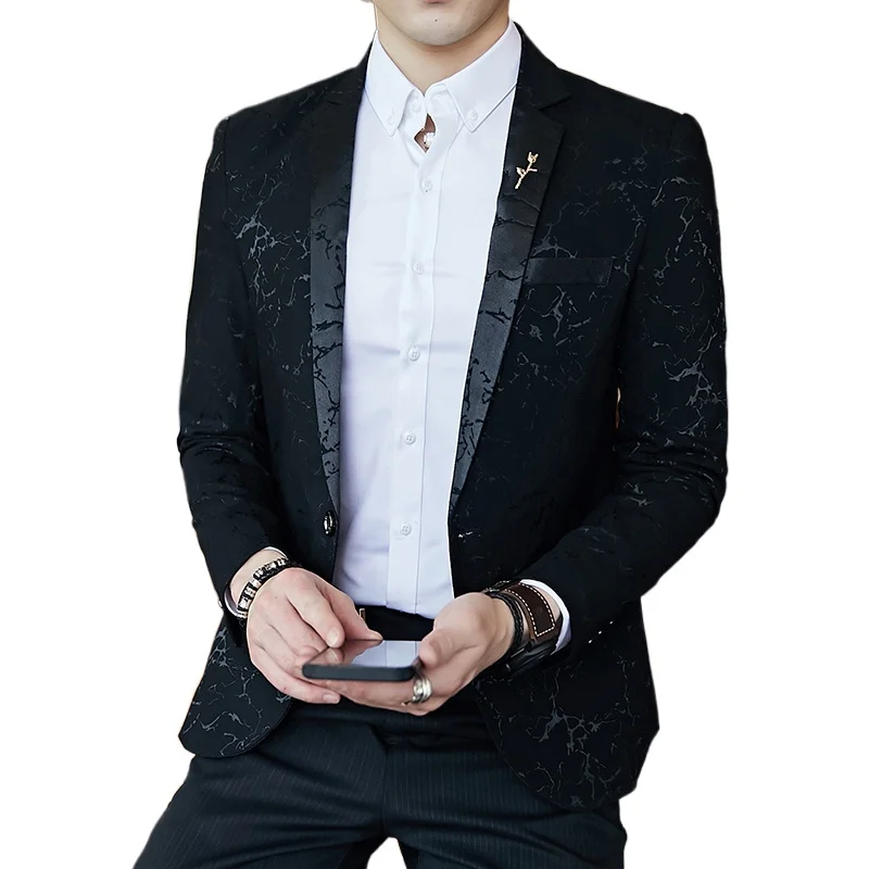 

Luxury banquet party suit jacket evening dress fashion jacquard casual business jacket Slim men's wedding jacket men's clothing